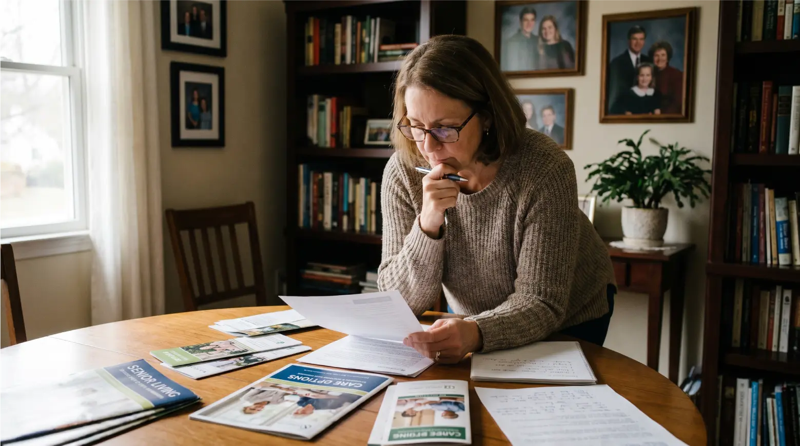 senior woman looking at senior communities